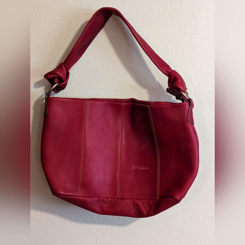 D'Luciano Red Leather Hobo Purse, Bag